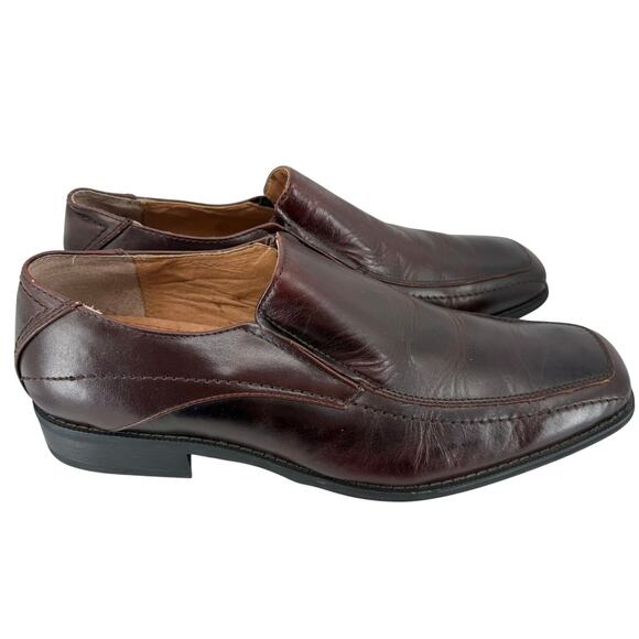 Joseph Abboud Men\'s Burgundy Brown Leather Slip On Dress Shoes Loafers Size 14M main image 5
